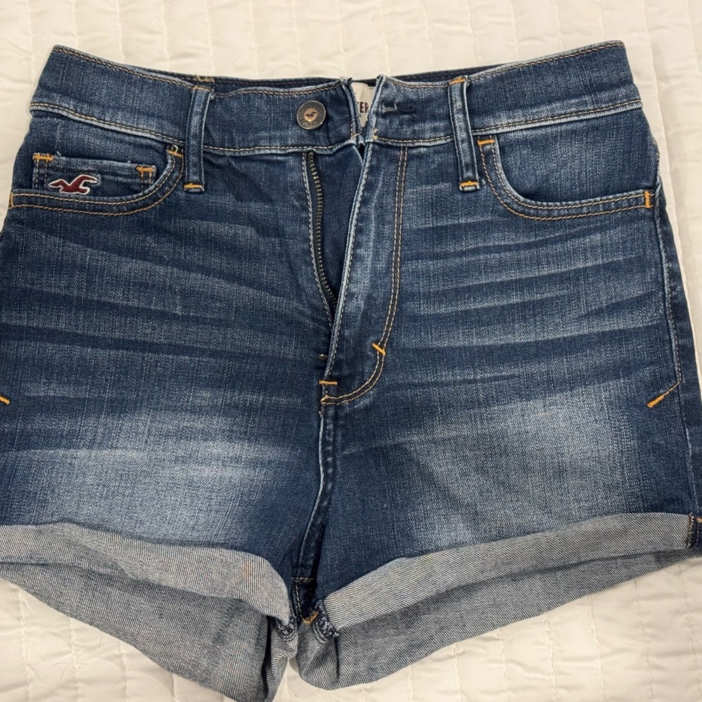 Hollister Women's Dark Blue Jean Shorts